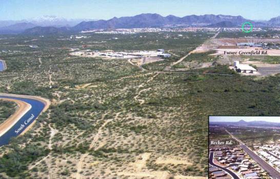 Green circle shows where my home is in northeast Mesa, Arizona