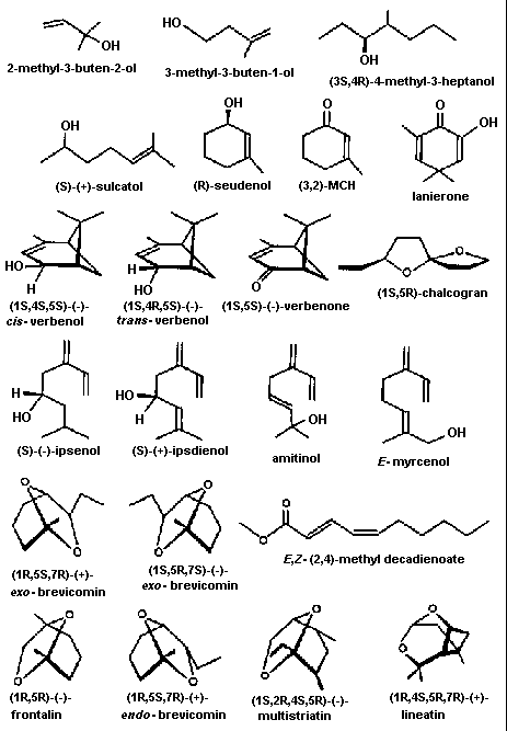 Fig. 5 - Bark beetle pheromone components